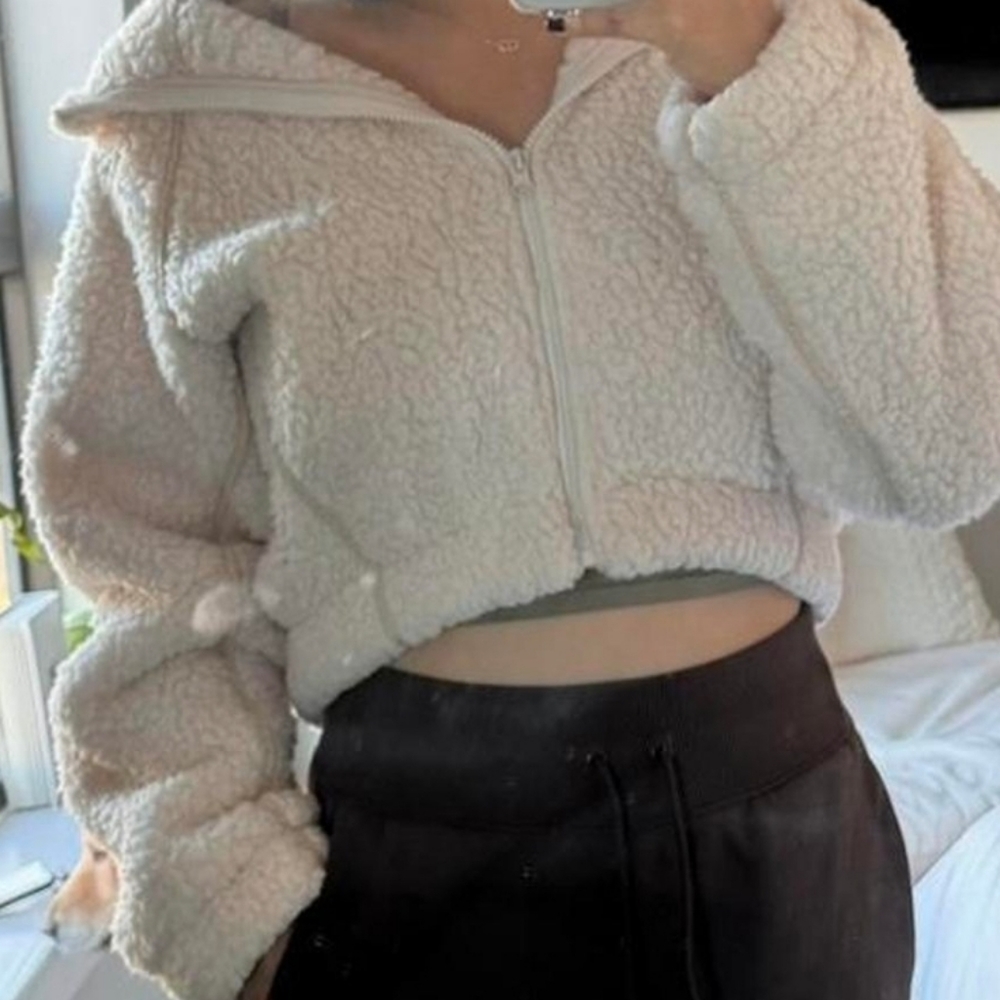 Wild Fable Cropped Sherpa Hoodie Zip Up